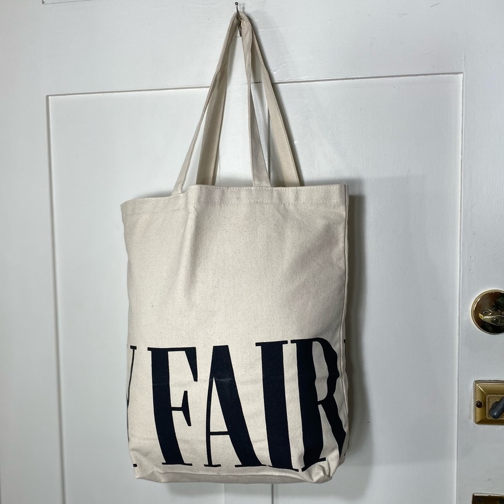 Vanity Fair Canvas Neutral Black Tote Bag Reusable Shopping Bag - Picture 5 of 11